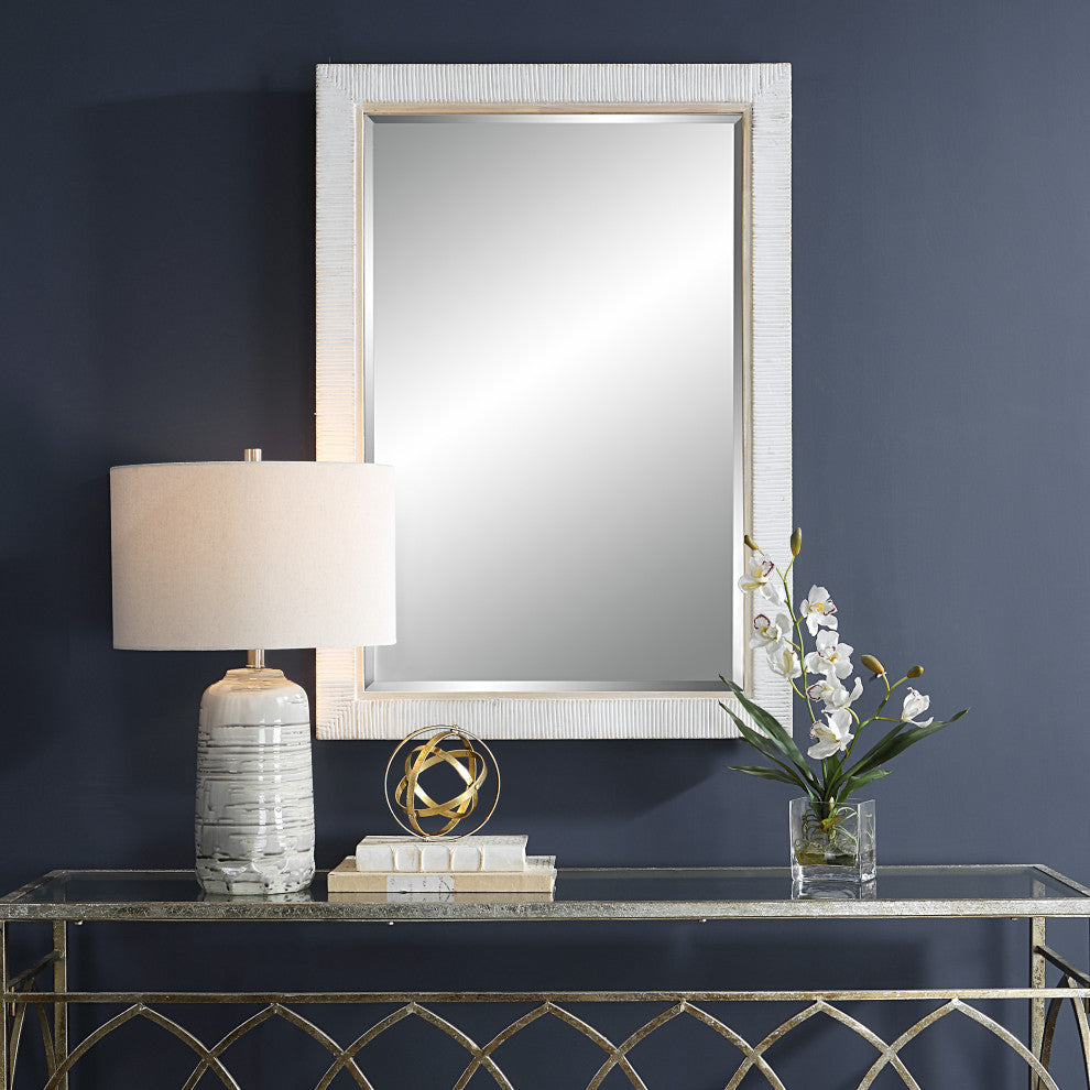 Uttermost 09829 Cape Whitewashed Rattan Mirror