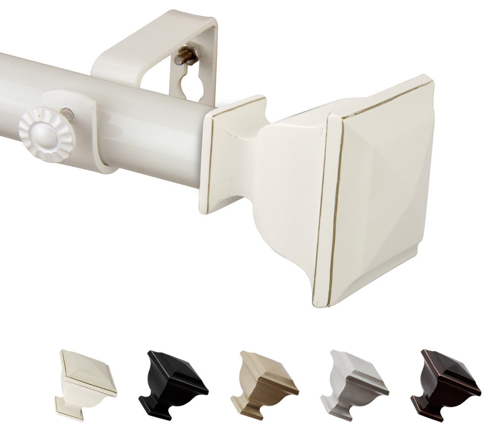 Isha 1" Curtain Rod, White, 66-120"