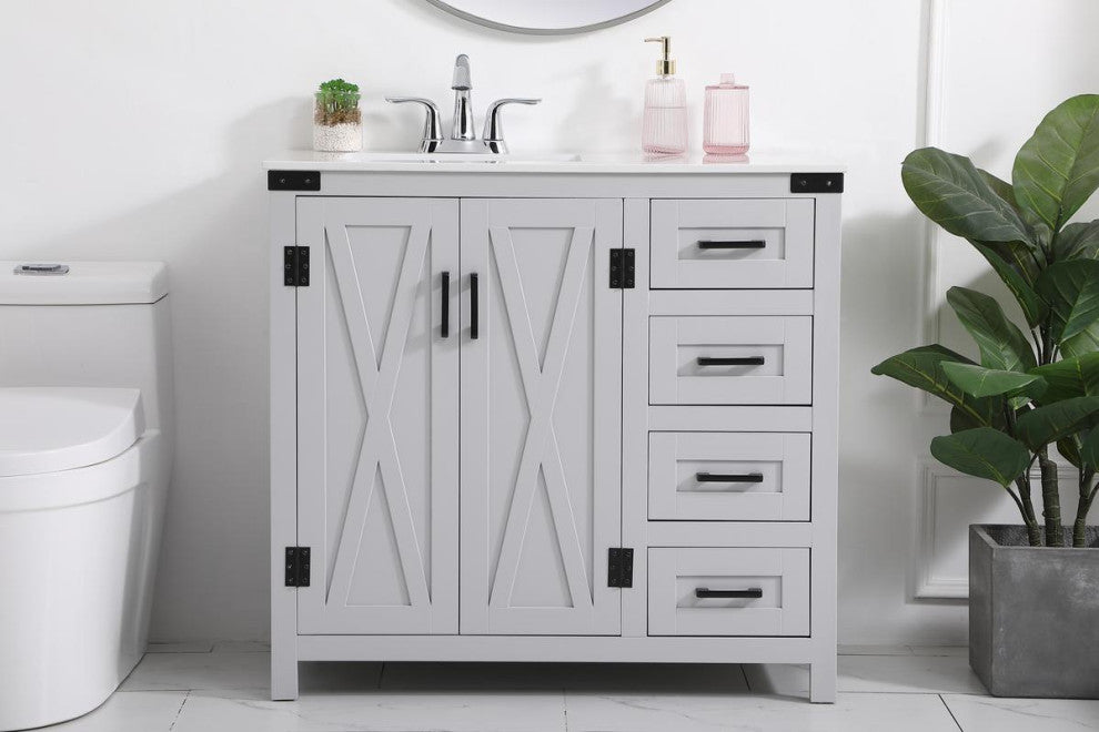 Home Living Single 36" Bathroom Vanity (Grey)