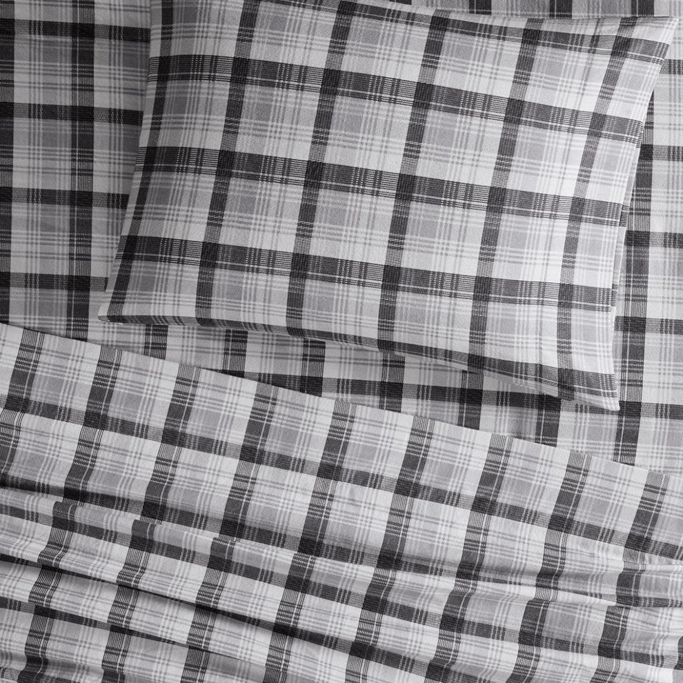 Woolrich Flannel Cotton Flannel Winter Sheet Set, Blue Plaid