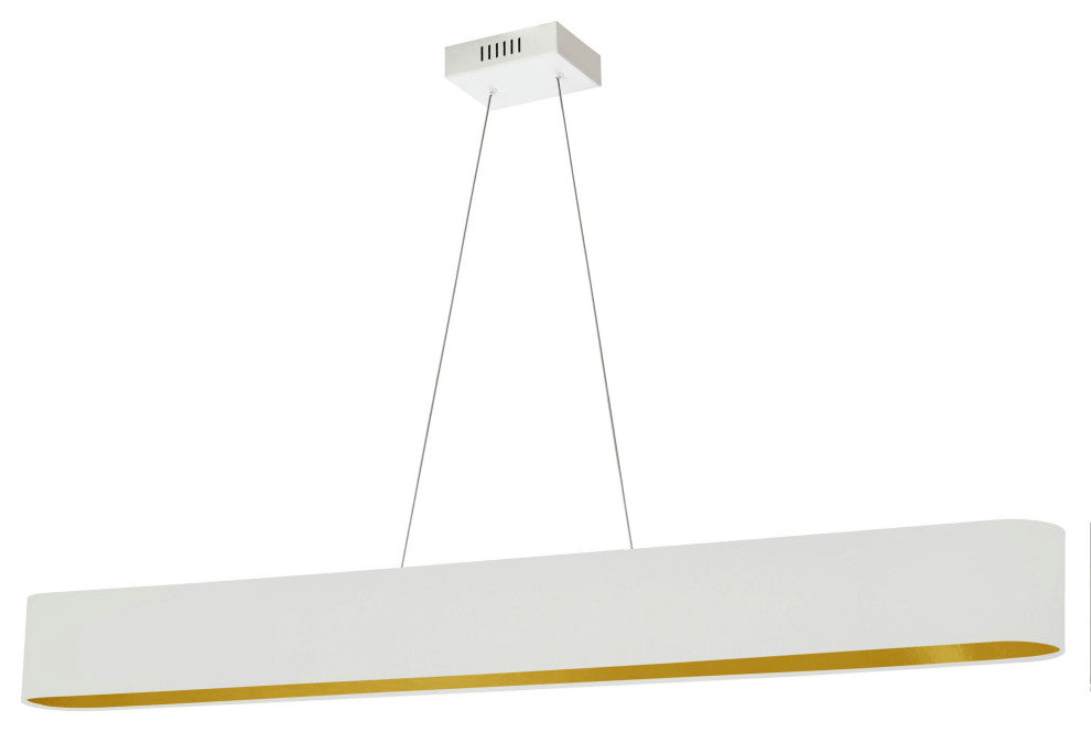 30W Horizontal Matte White Pendant w/ White/Gold Shade, AUB-R5030HP-MW-692