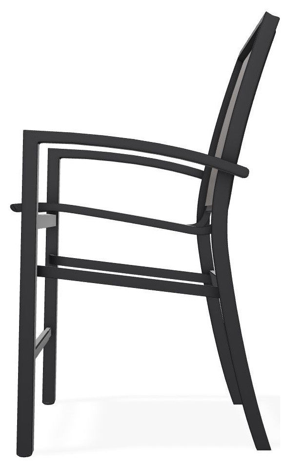 Kendall Sling Balcony Height Stackable Outdoor Stool, James/Black