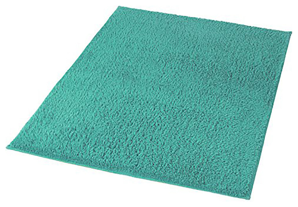 Turquoise Cotton Non Slip Washable Bathroom Rug, Kansas, Large