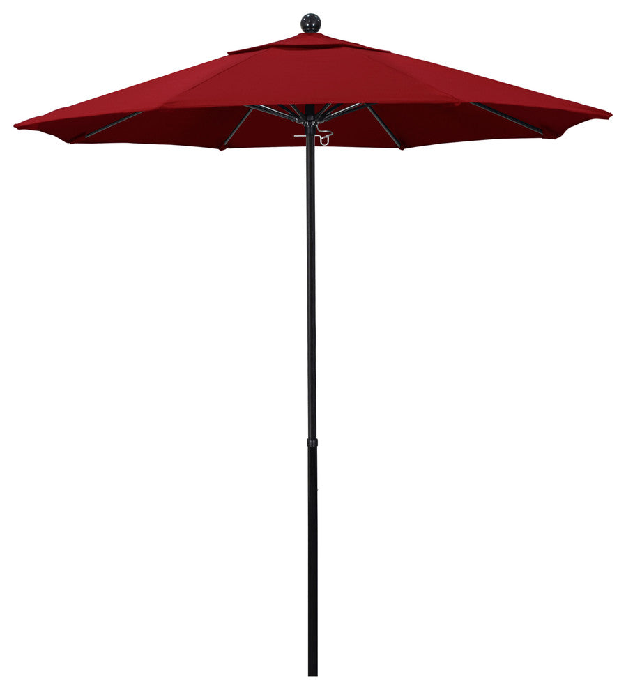 7.5'  Black Push Lift Fiberglass Umbrella, Red Olefin