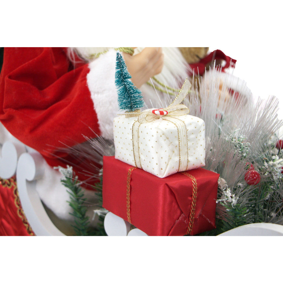 58" African American Dancing Mrs. Claus With Faux-Fur Hand Muff, Home Decor