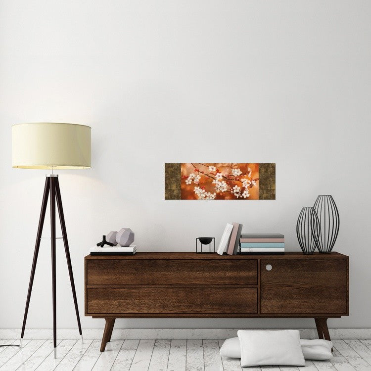 "Orange Sakura" Stretched Canvas Giclee by Jenny Thomlinson, 36x12"