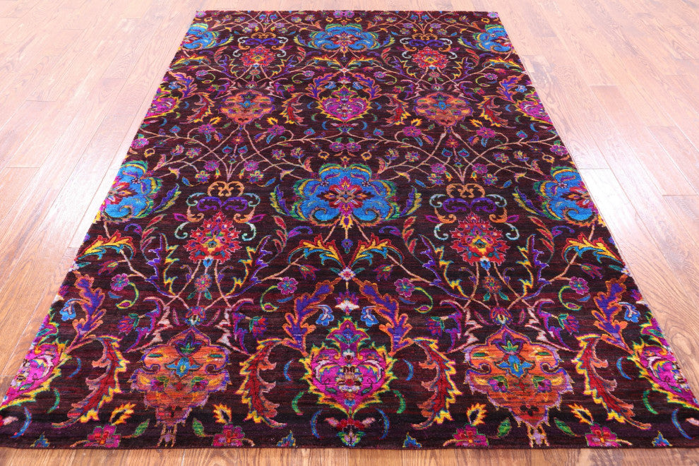 5' 8" X 7' 9" Persian Silk Hand Knotted Rug Q6807