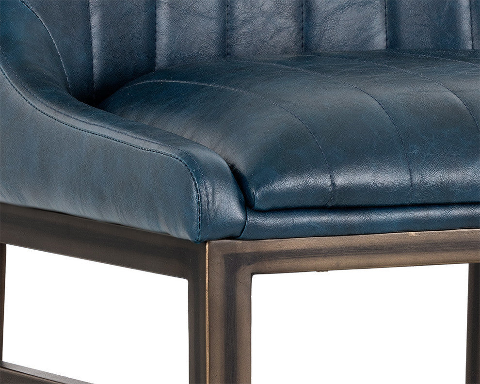 Halden Armless Barstool With Rustic Bronze Legs, Vintage Blue