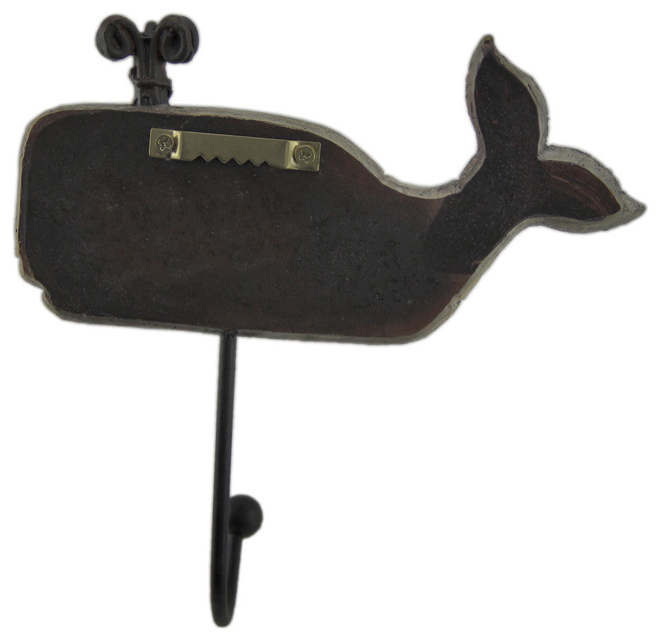 Distressed Wood Look 2 Piece Spouting Whale Wall Hook Set