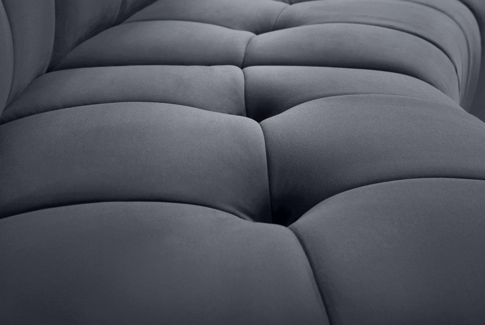 Limitless Velvet Upholstered 1-Piece Modular Chair, Gray
