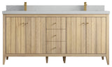 Atlanta Oak 72" Double Sink Bath Vanity, White 2" Carrara Quartz