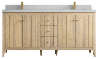 Atlanta Oak 72" Double Sink Bath Vanity, White 2" Carrara Quartz