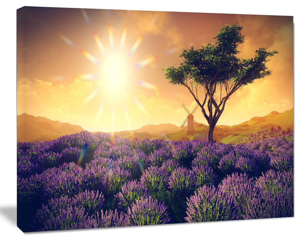 Lavender Field with Solitary Tree, Extra Large Landscape Canvas Art, 40"x30"