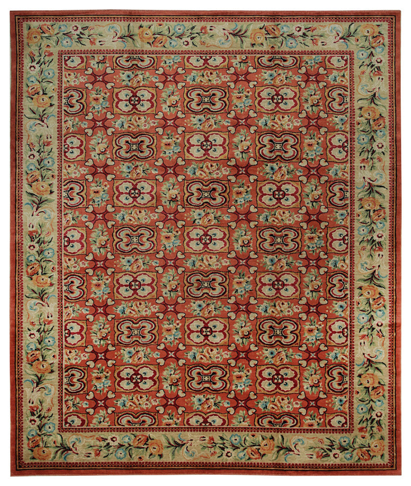 Red Transitional Floral Spanish Style Area Rug