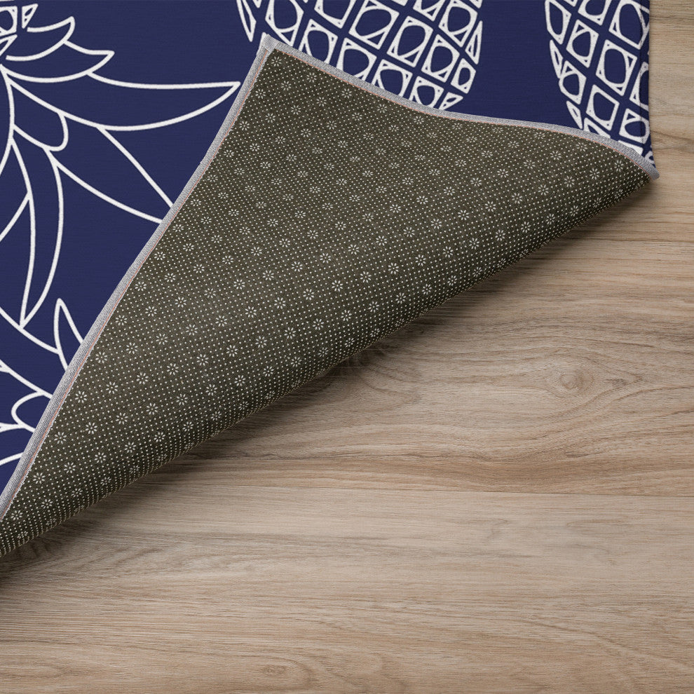 Indoor/Outdoor Kendall KE6 Navy Machine Washable 8' x 8' Round Rug