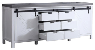 Marsyas 84" Double Vanity, White Square Sinks, No Mirror, White