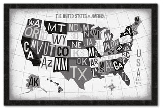Michael Mullan 'Letterpress USA Map Dark' Canvas Art, 30x47