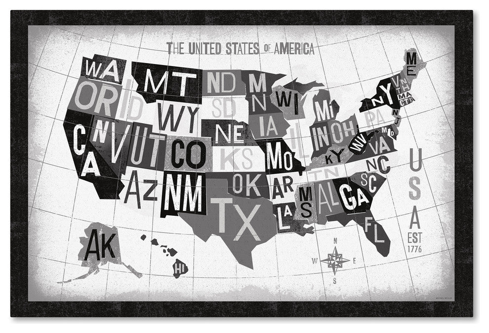 Michael Mullan 'Letterpress USA Map Dark' Canvas Art, 30x47