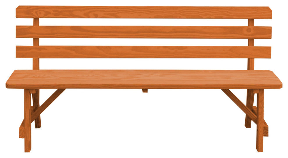 Traditional Cedar Backed Bench, Cedar Stain, 6 Foot
