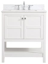 Elegant VF16430WH-BS 30"Single Bathroom Vanity, White With Backsplash