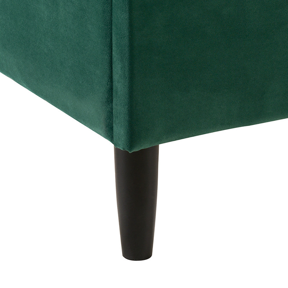 Aspen Modern Vertical Tufted Upholstered Platform Bed, Evergreen Velvet, King