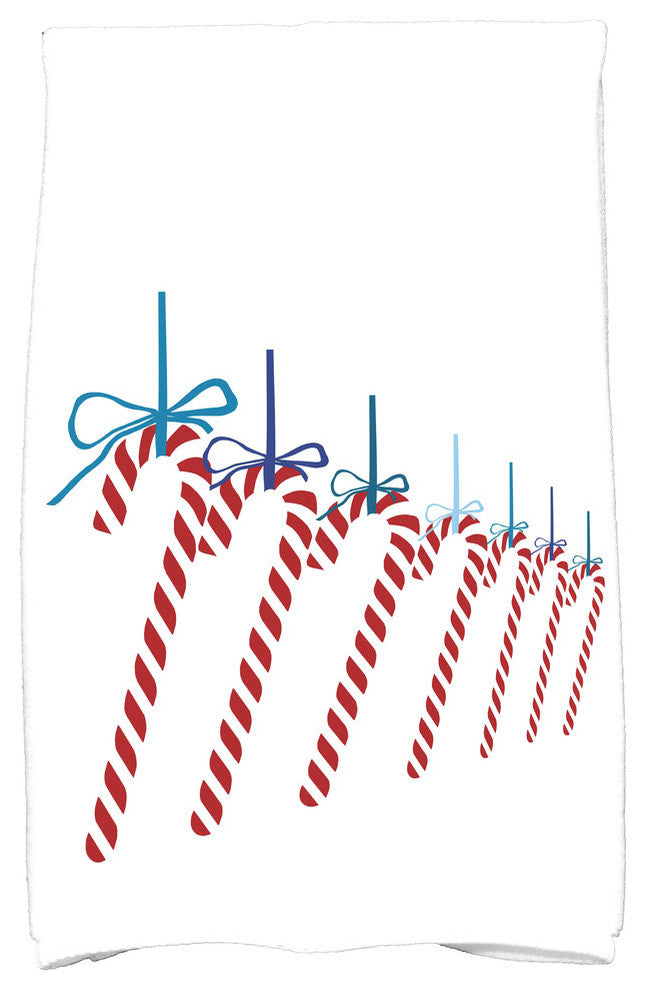 Candy Canes Holiday Geometric Print Kitchen Towel, Teal