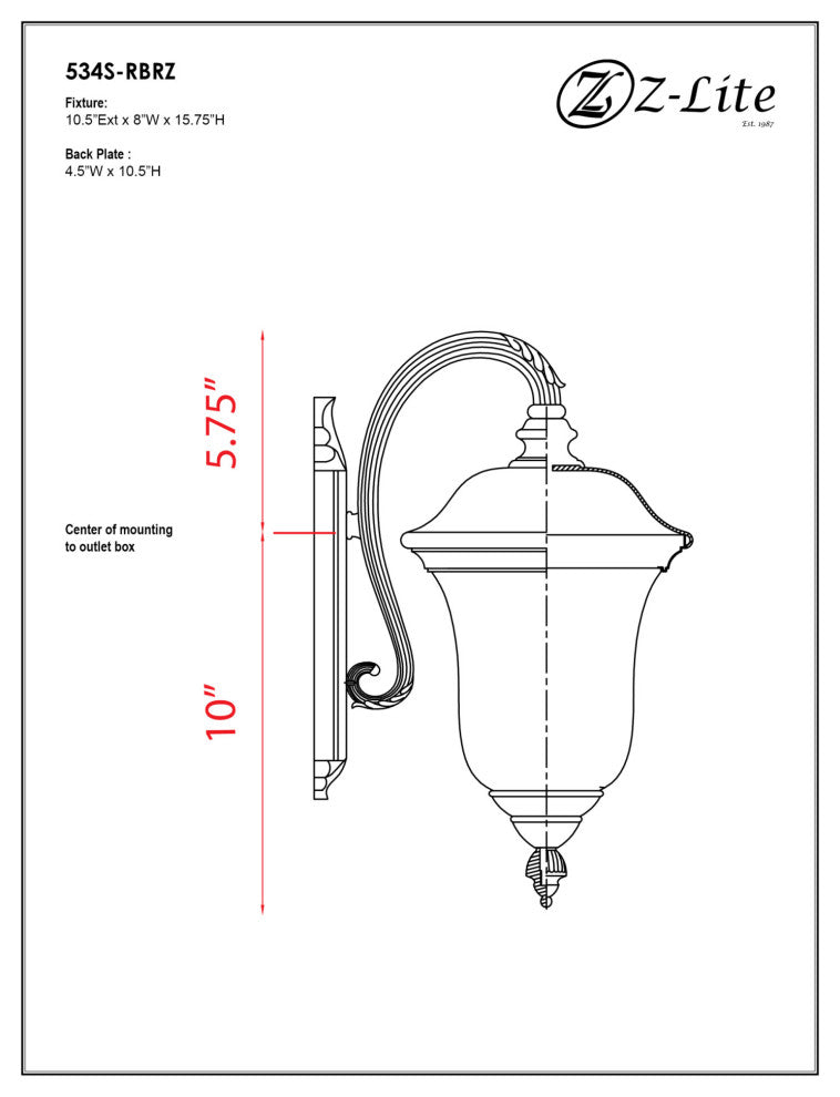 Z-Lite 534S Armstrong 15" Tall 1 Light Wall Sconce - Black