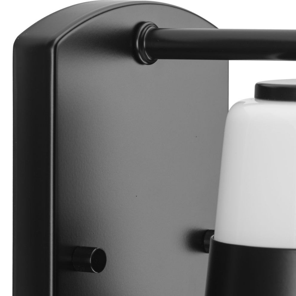 Haven Collection One-Light Matte Black Opal Glass Luxe Industrial Bath Light