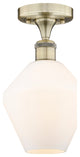Cindyrella-1 Light 8" Semi-Flush Mount-Antique Brass, Cased Matte White Shade