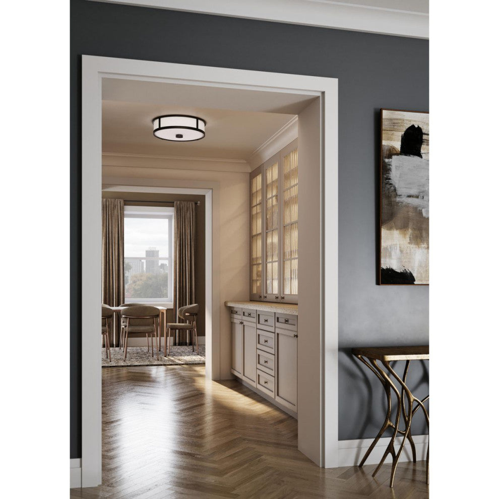 Gilliam Collection Three-Light New Traditional Flush Mount, Matte Black