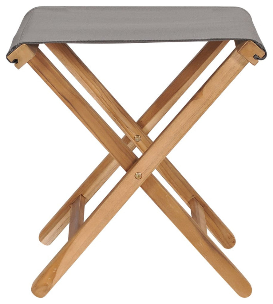 Vidaxl Folding Chairs, Set of 2, Solid Teak Wood/Fabric Dark Gray