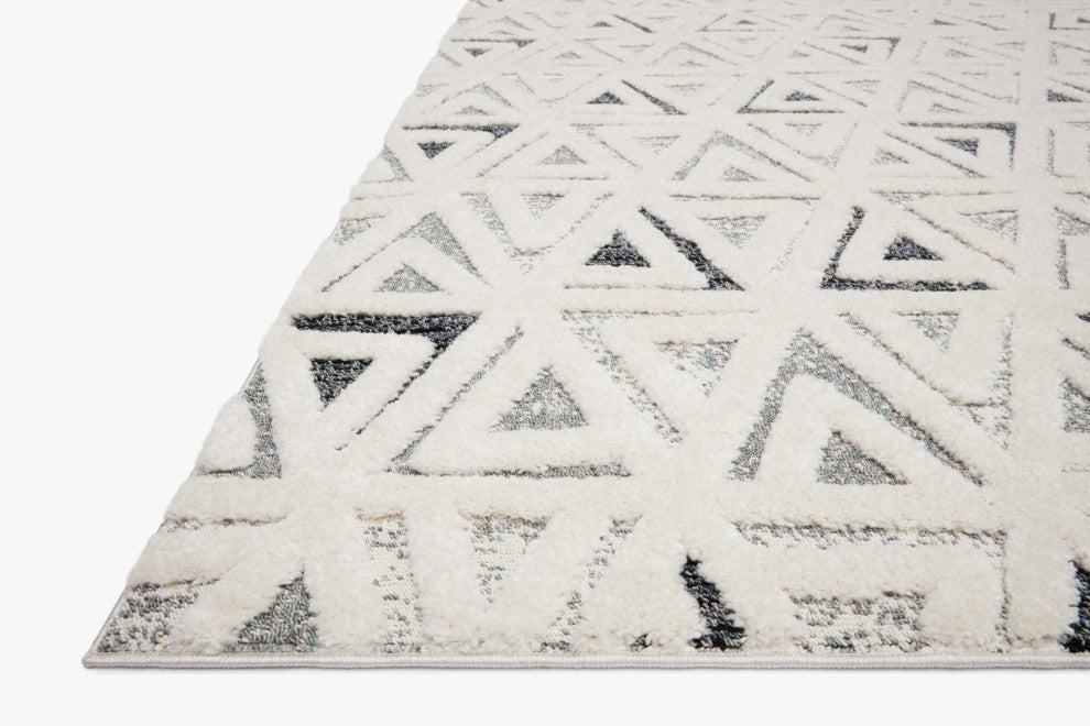 Textural Geometric Hagen Area Rug, 2'-7" X 4', Hag-02 Blue / Multi