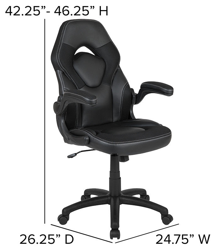 Red Gaming Desk and Black Racing Chair Set with Cup Holder and Headphone Hook