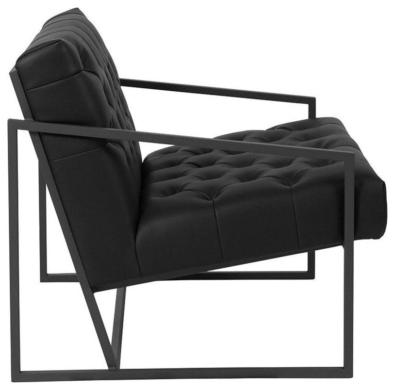 Hercules Madison Series Black Leather Tufted Lounge Chair