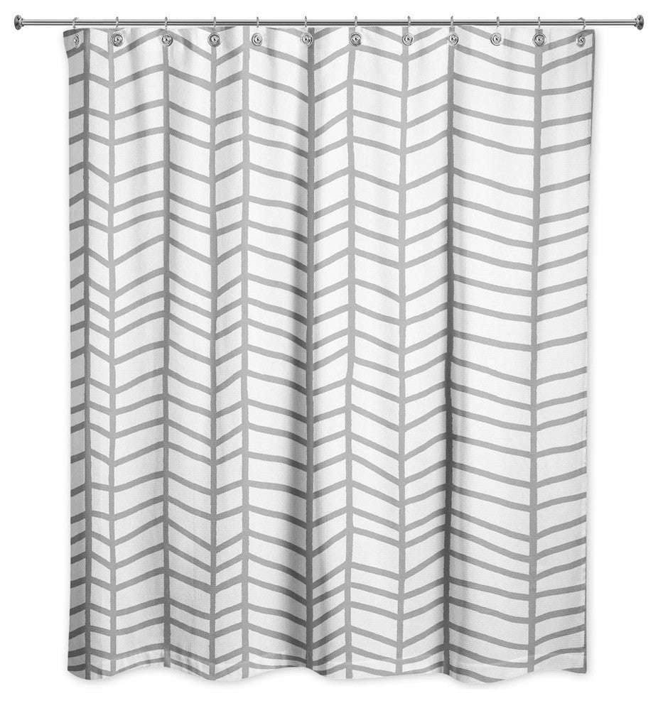 Gray Chevron 71x74 Shower Curtain
