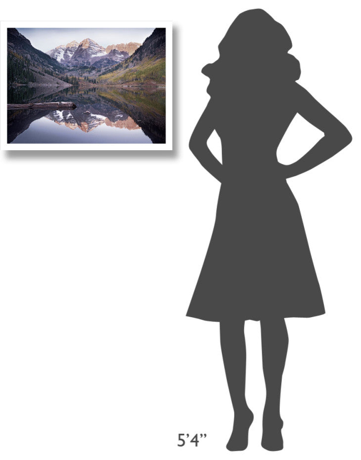"Maroon Bells reflected, Snowmass Wilderness, White River NP" Paper Art, 26"x20"