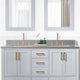 Jaen Composite Stone Vanity Top With Ceramic Sink, Reticulated Gray, 61"