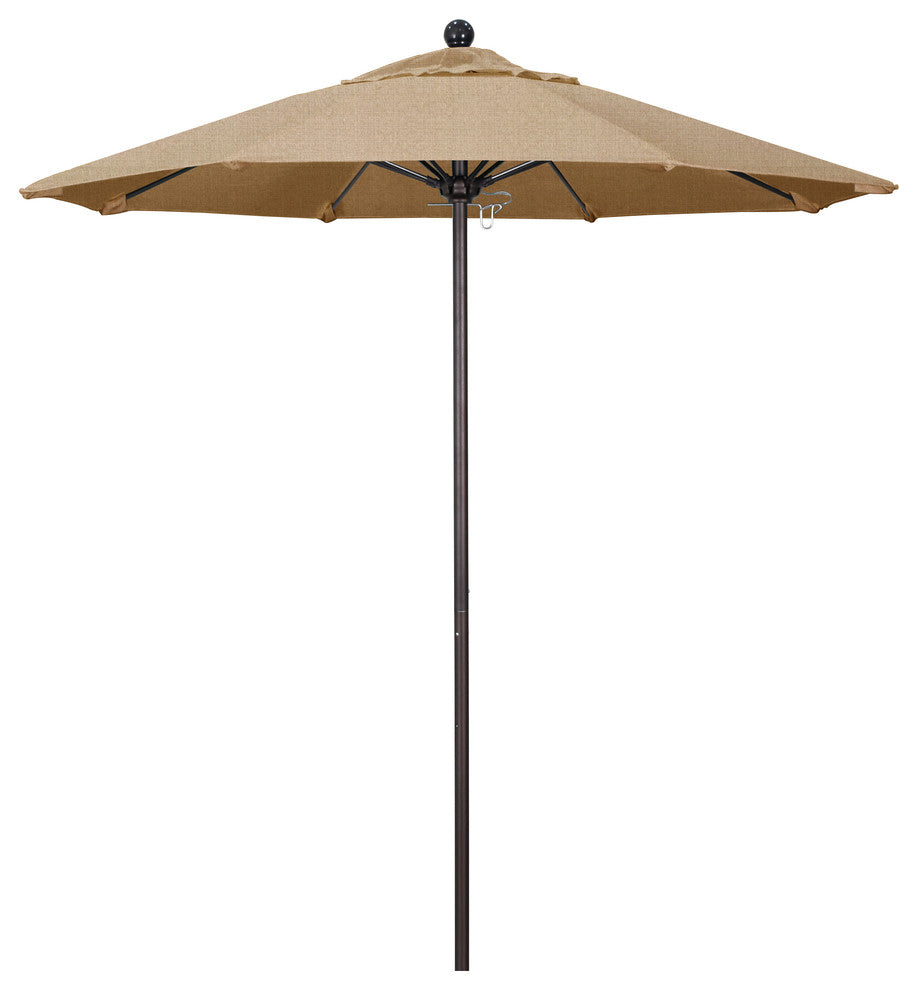 7.5' Fiberglass Umbrella Bronze, Sunbrella, Linen Sesame