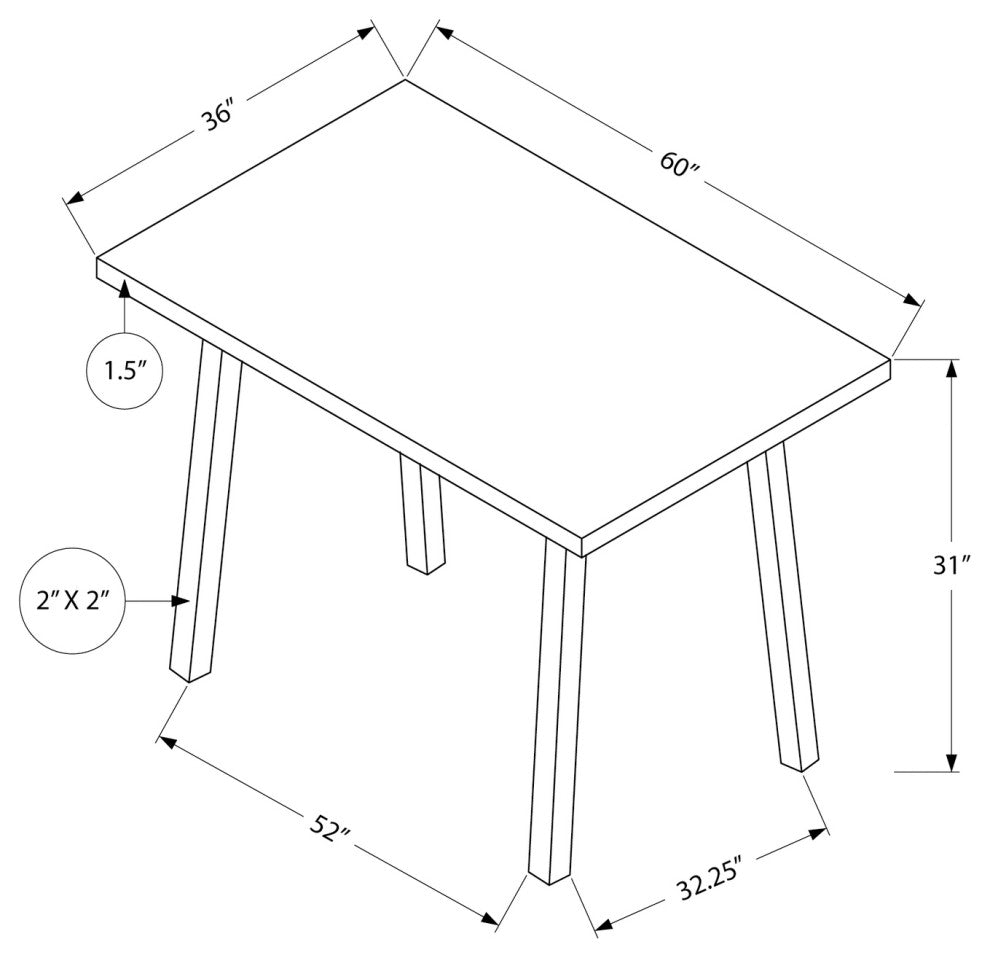 Dining Table, 60" Rectangular, Kitchen, Dining Room, Metal, Laminate
