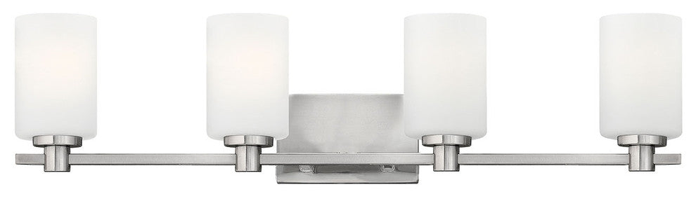 Karlie Bath 4-Light, Brushed Nickel With Etched Opal Glass