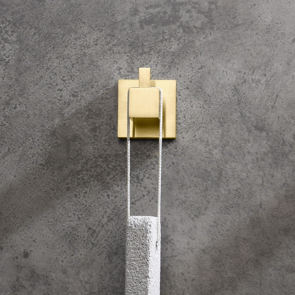 Cube Bathroom Towel & Robe Hook 3 Count, Brushed Gold