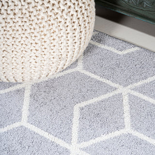 Tumbling Blocks Modern Geometric Light Gray/White 3'x5' Area Rug