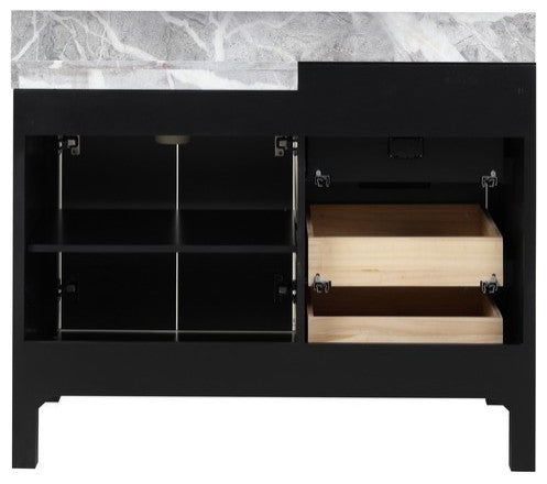 Zilara 42" Black and Grey Vanity, 34" Frameless Mirror