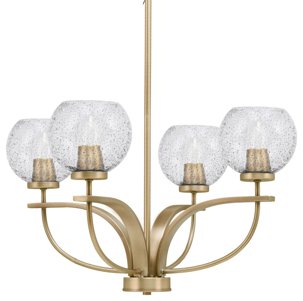 Cavella 4 Light Chandelier, New Age Brass Finish, 5.75" Smoke Bubble