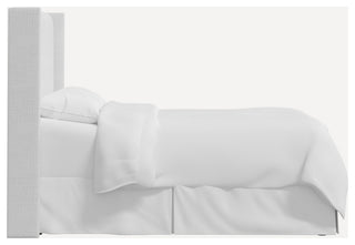 Red from Scalamandre King Hudson Headboard, Slubby Linen White