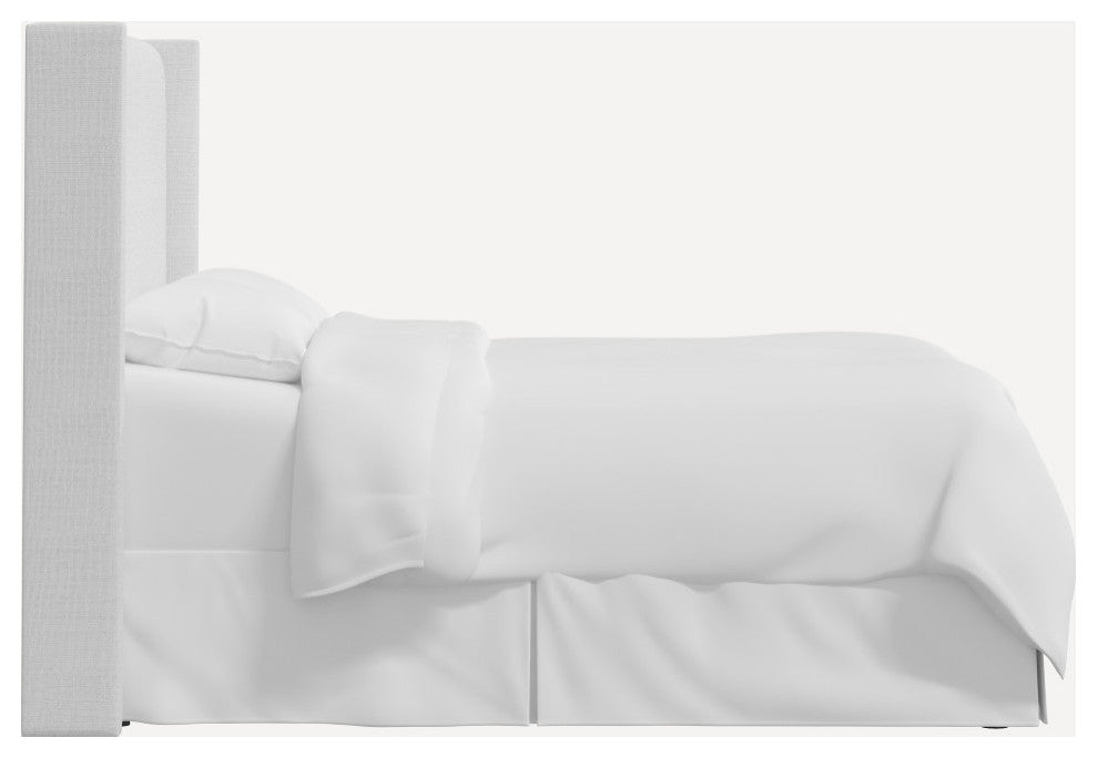 Red from Scalamandre King Hudson Headboard, Slubby Linen White