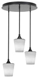 Empire 3-Light Cluster Pendalier, Matte Black/White Matrix
