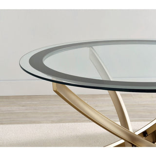 Brooke Round Glass Top Side End Table Metal Base Brass