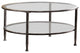 Symon Metal/Glass Round Cocktail Table, Black