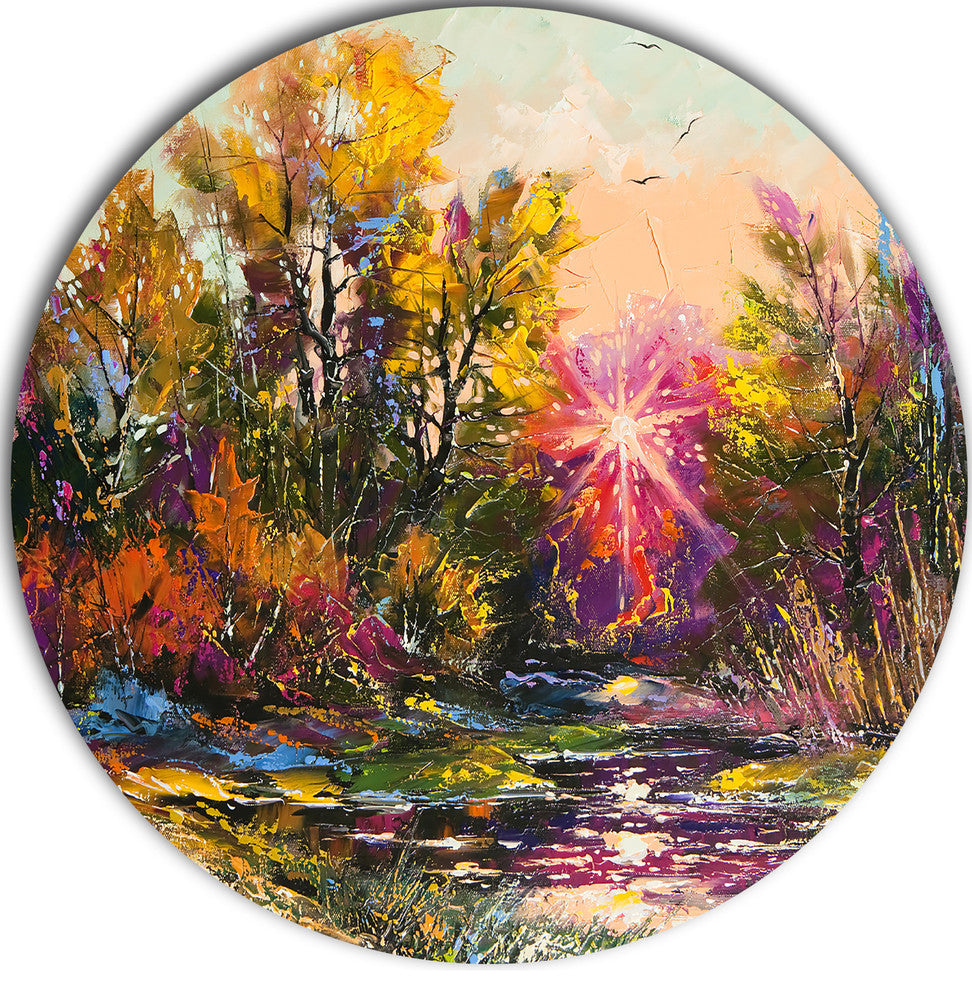 Farewell To Autumn, Landscape Large Disc Metal Wall Art, 23"